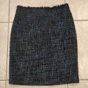 J. Mclaughlin Blue Tweed Pencil Skirt Size 4